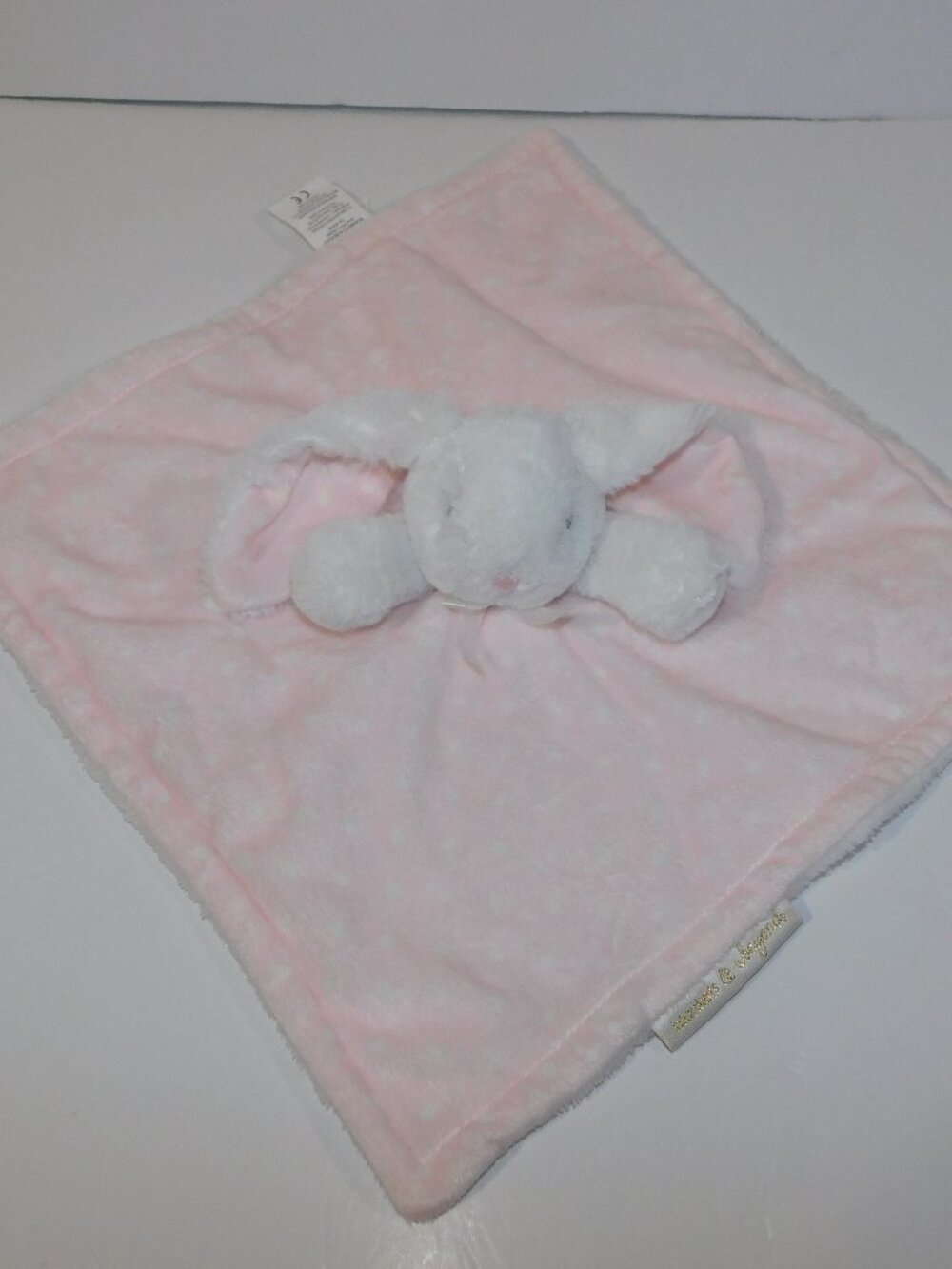 Blankets & Beyond Pink White Polka Dot bunny Rabbit Security Blanket Baby lovey
